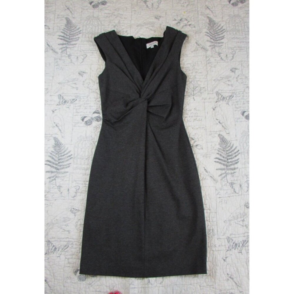 Amy Matto Womens TWIST Front v neck Sleeveless Knit Sheath Dress Gray Size 2 USA - Picture 2 of 6
